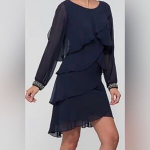 Elegant Navy Blue Layered Dress